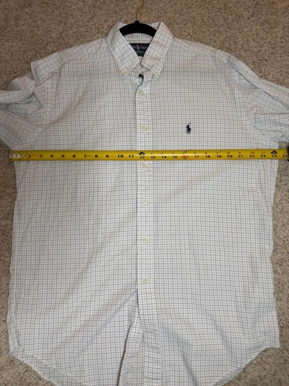 Polo by Ralph Lauren White Button-Down Shirt with Navy Windowpane
